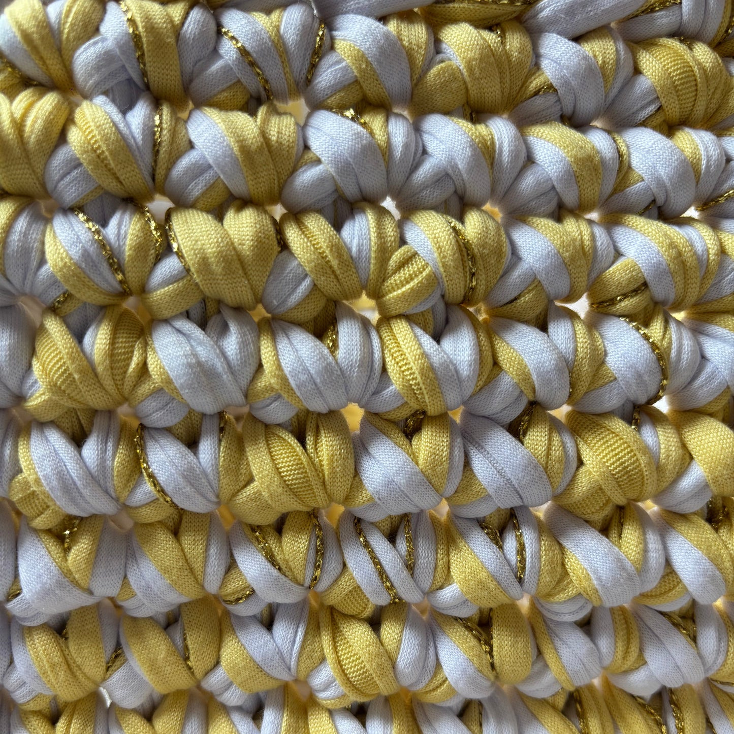 Sac tendance blanc/jaune en crochet
