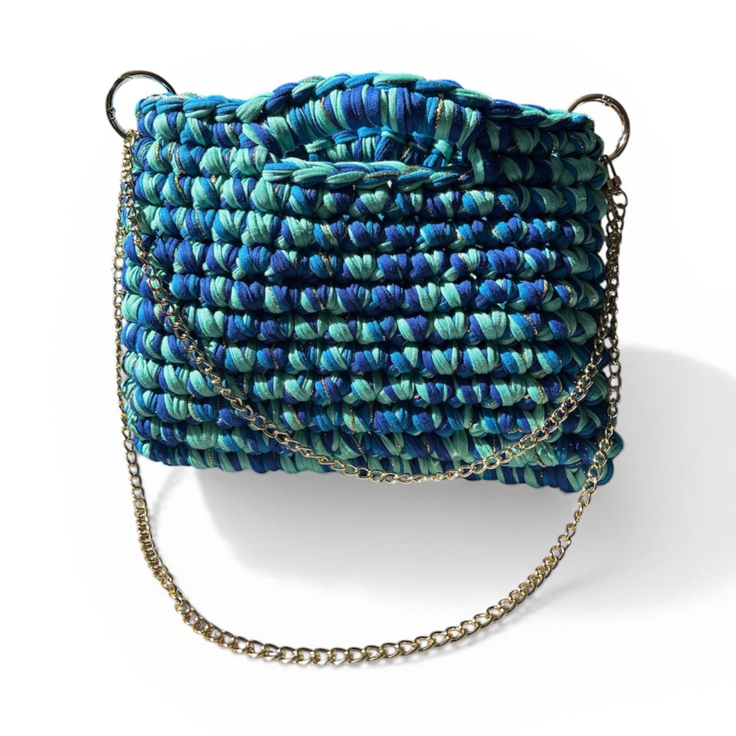 Sac tendance nuances de bleus en crochet