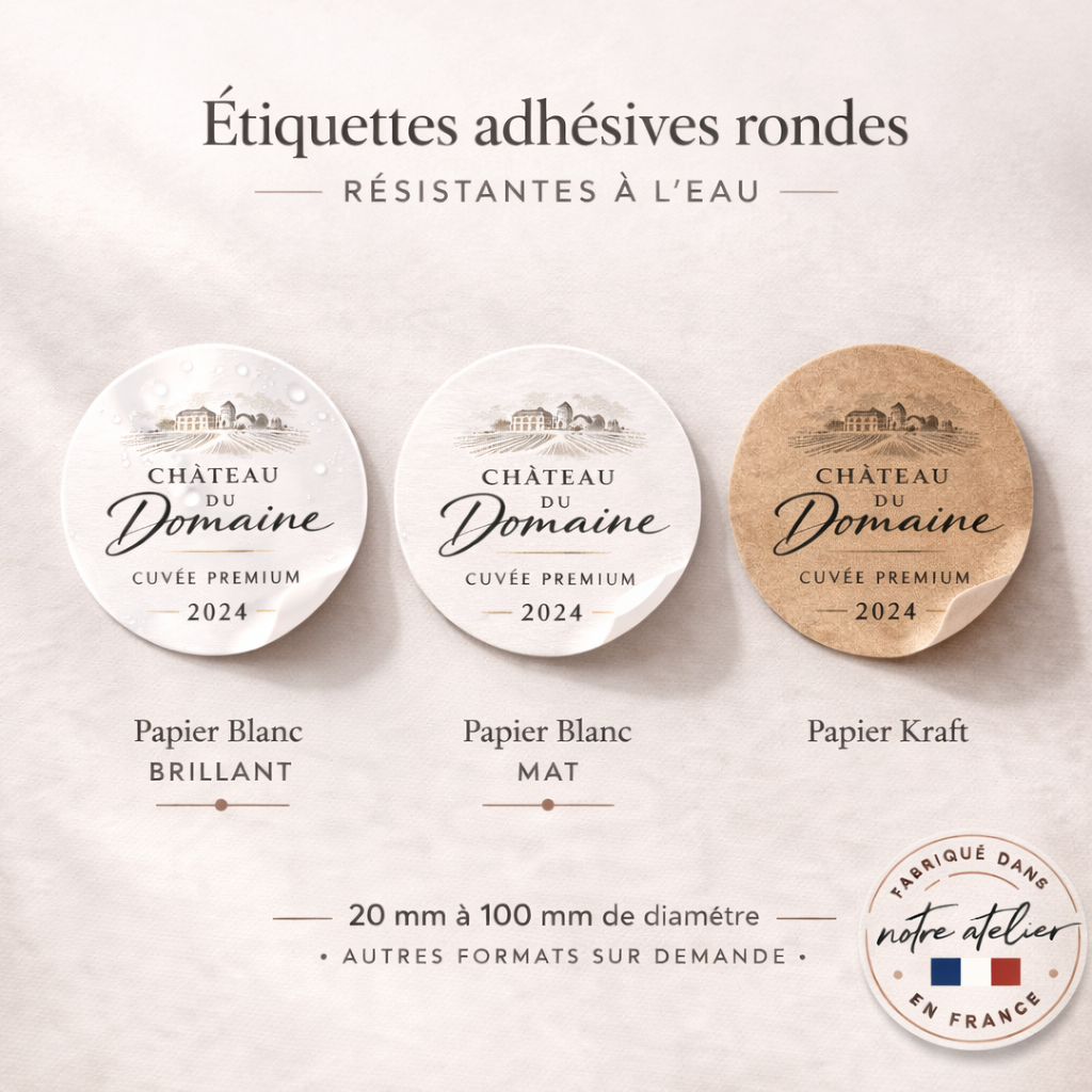 Étiquettes adhésives rondes