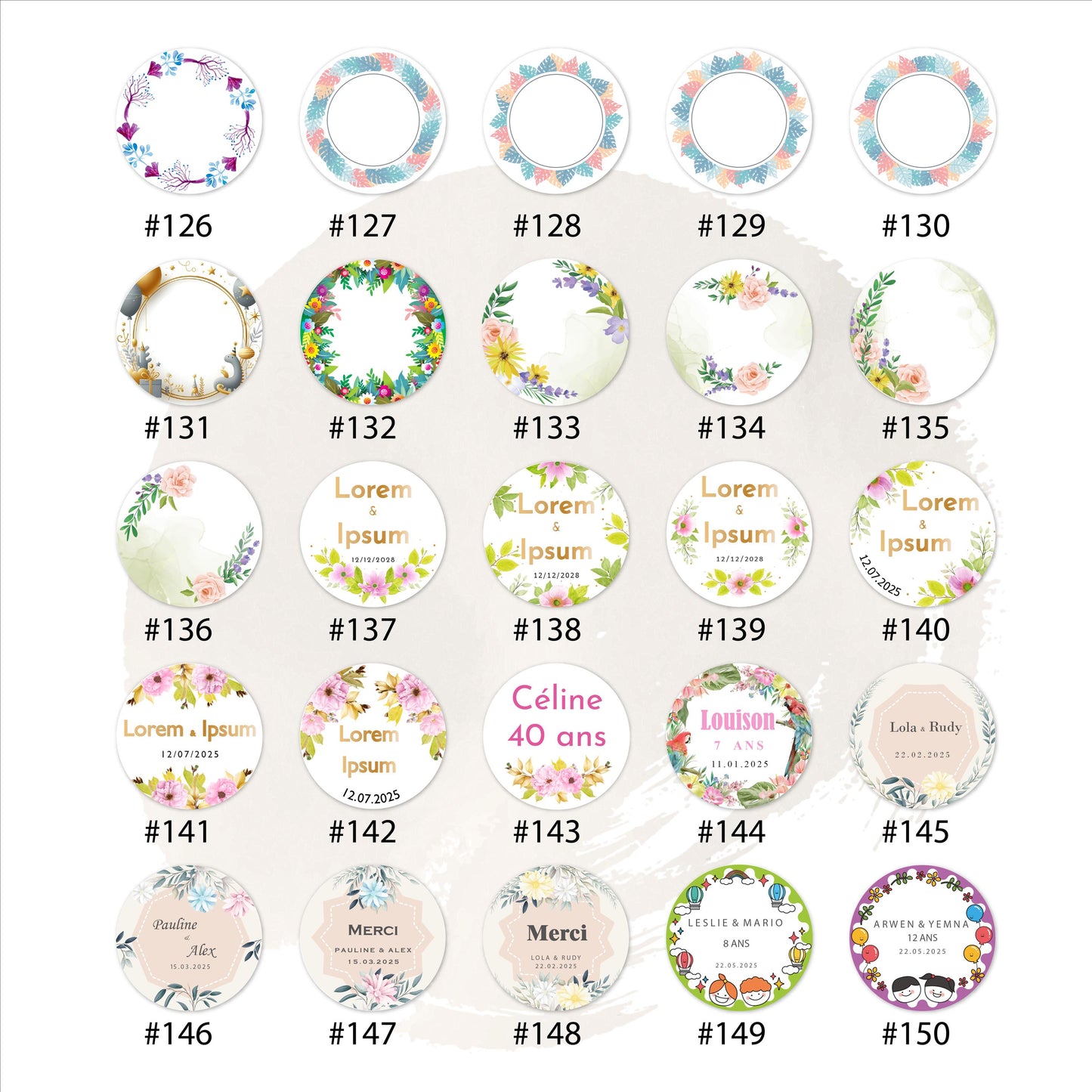 Etiquettes adhésives rondes diamètre 40mm personnalisables