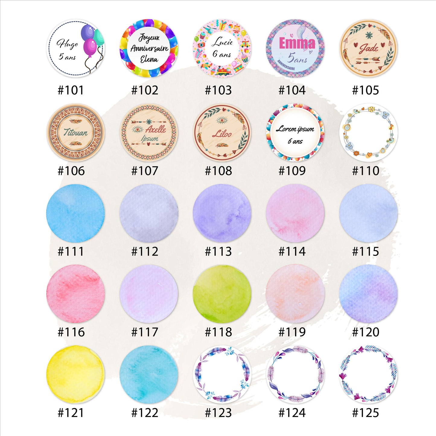 Étiquettes perforées rondes diamètre 50mm personnalisables