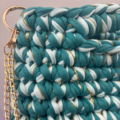 Sac tendance pastel vert menthe/turquoise menthe en crochet