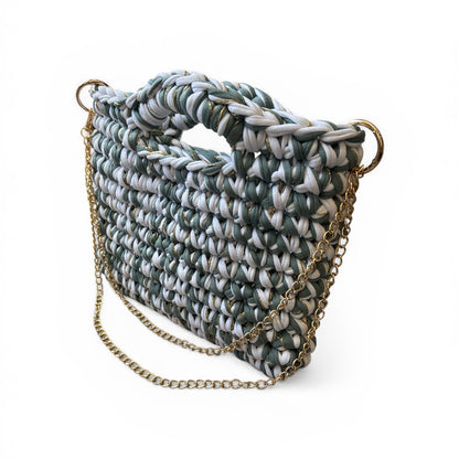 Sac tendance vert/blanc en crochet