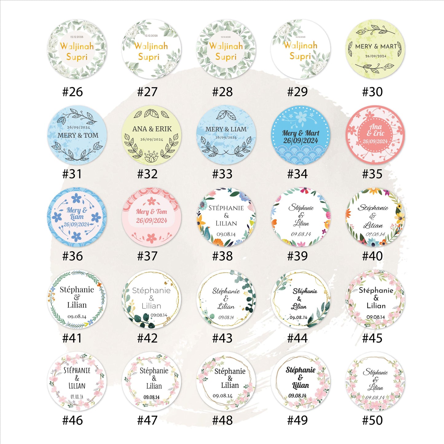 Étiquettes perforées rondes diamètre 50mm personnalisables