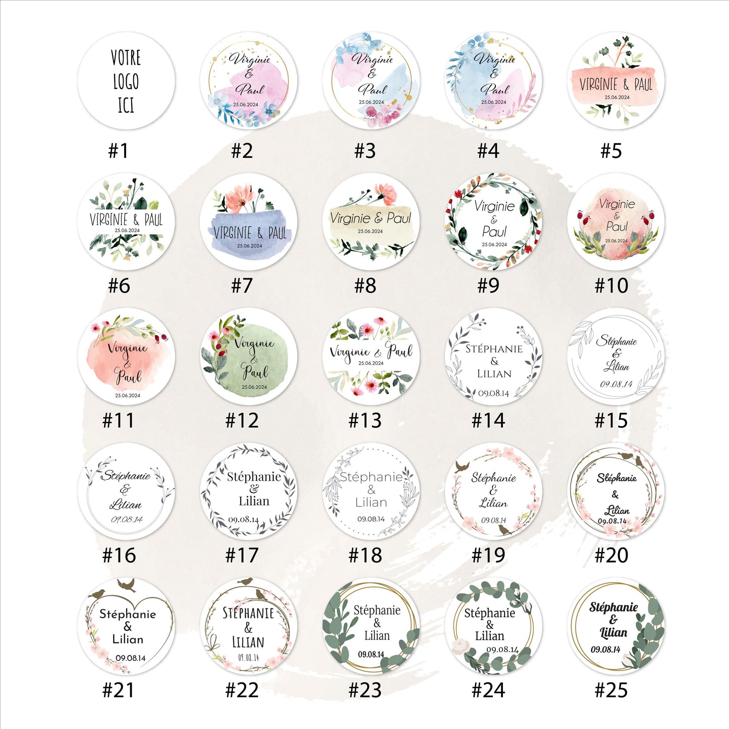 Etiquettes adhésives rondes diamètre 40mm personnalisables