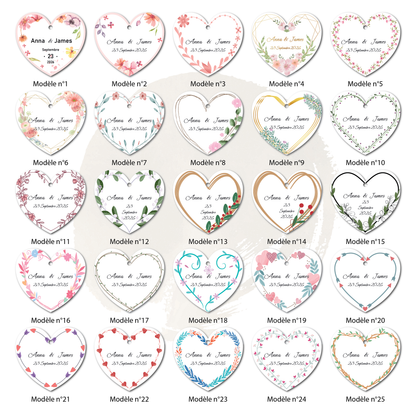 Étiquettes perforées coeur 40mm personnalisables