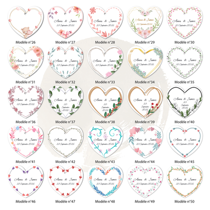 Étiquettes perforées coeur 40mm personnalisables