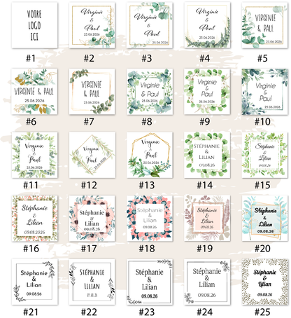 Etiquettes adhésives carrées 40x40mm personnalisables