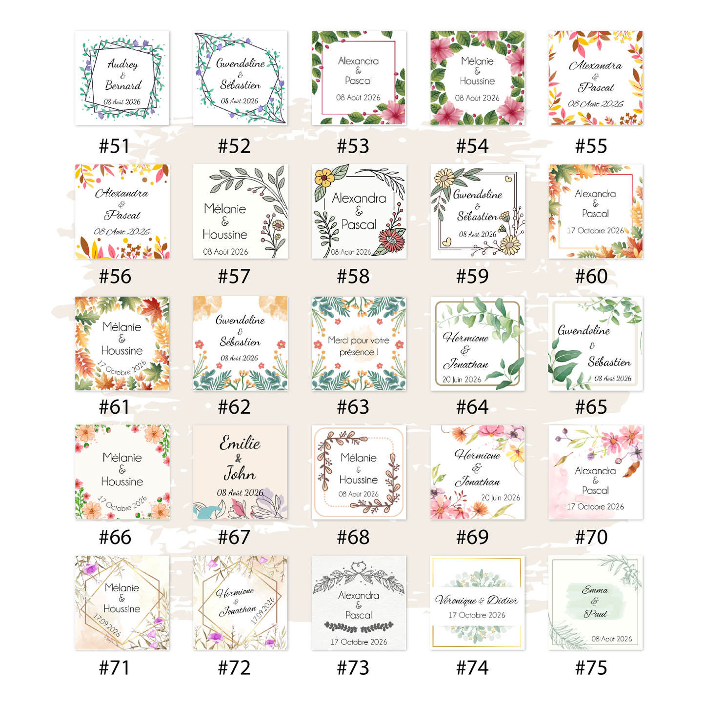 Etiquettes adhésives carrées 40x40mm personnalisables