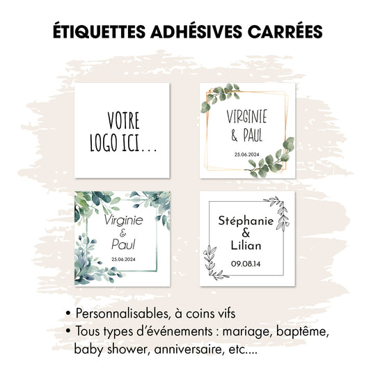 Etiquettes adhésives carrées 30x30mm personnalisables