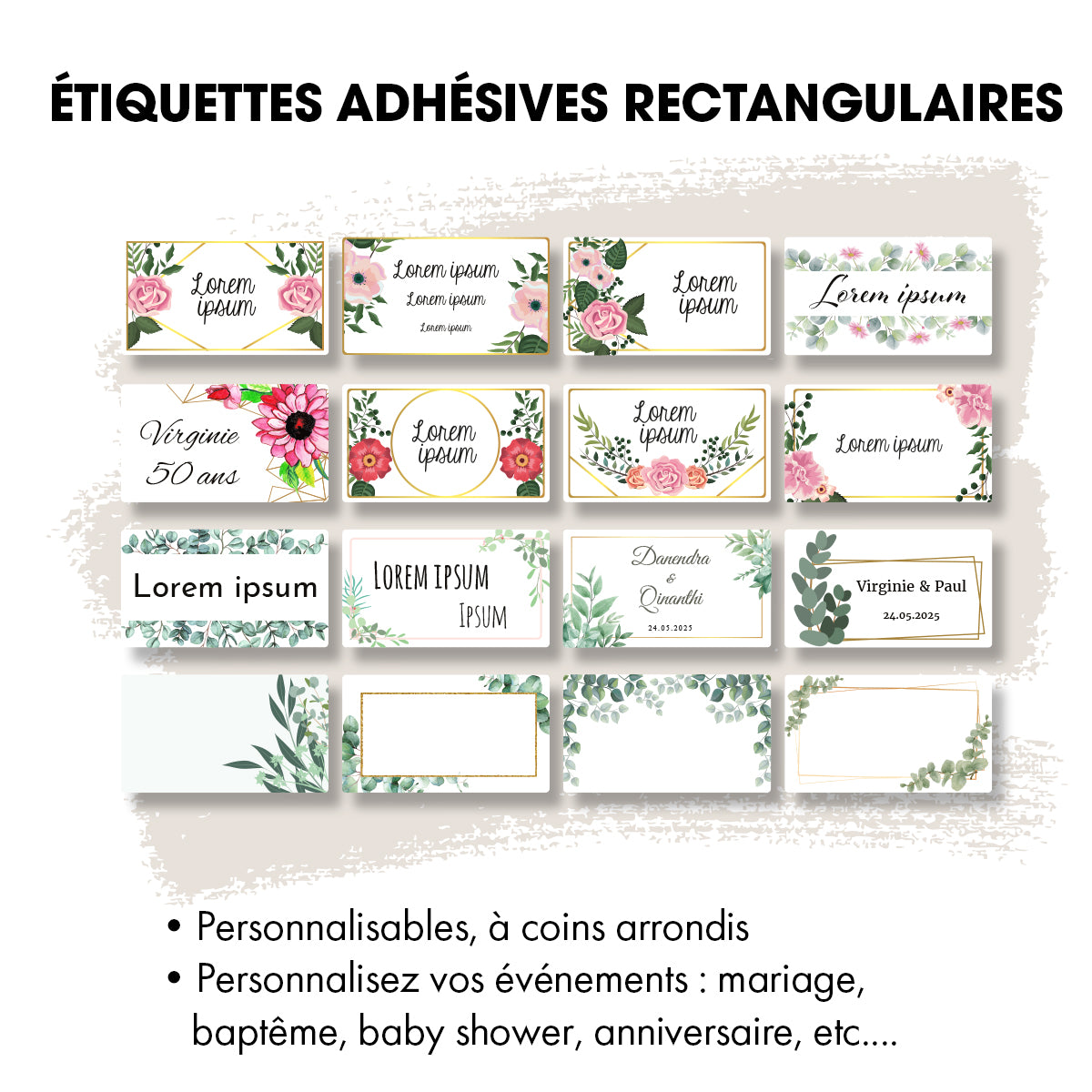 Etiquettes adhésives rectangles 35mm x 20mm personnalisables