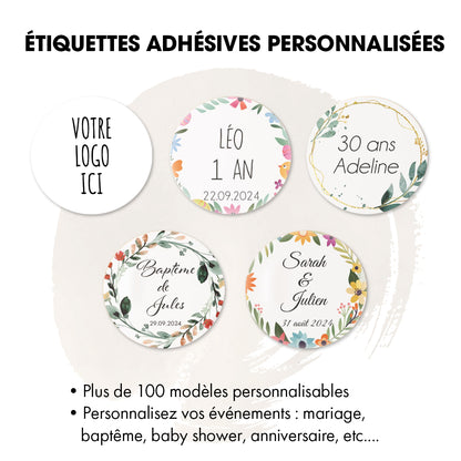 Etiquettes adhésives rondes diamètre 40mm personnalisables
