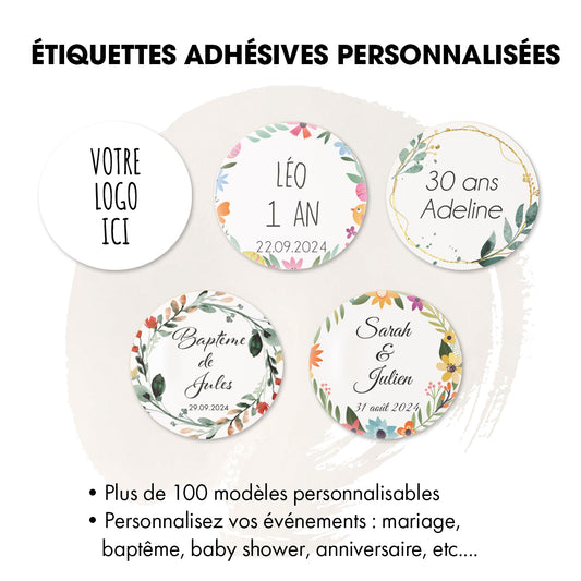 Etiquettes adhésives rondes diamètre 70mm personnalisables